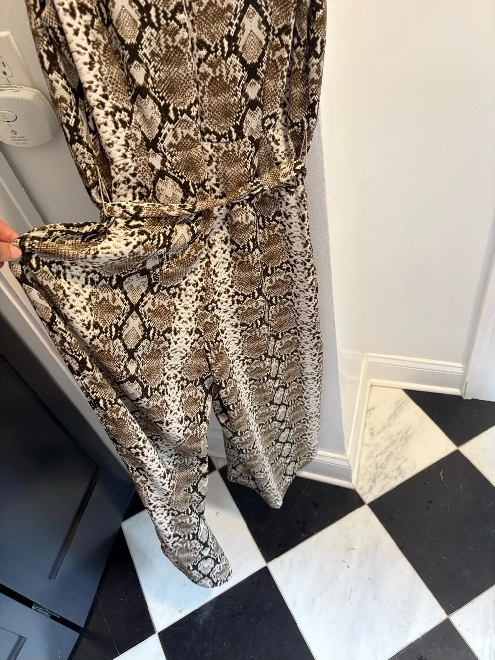 Banana Republic Beige and Black Snake-Print Sleeveless Jumpsuit